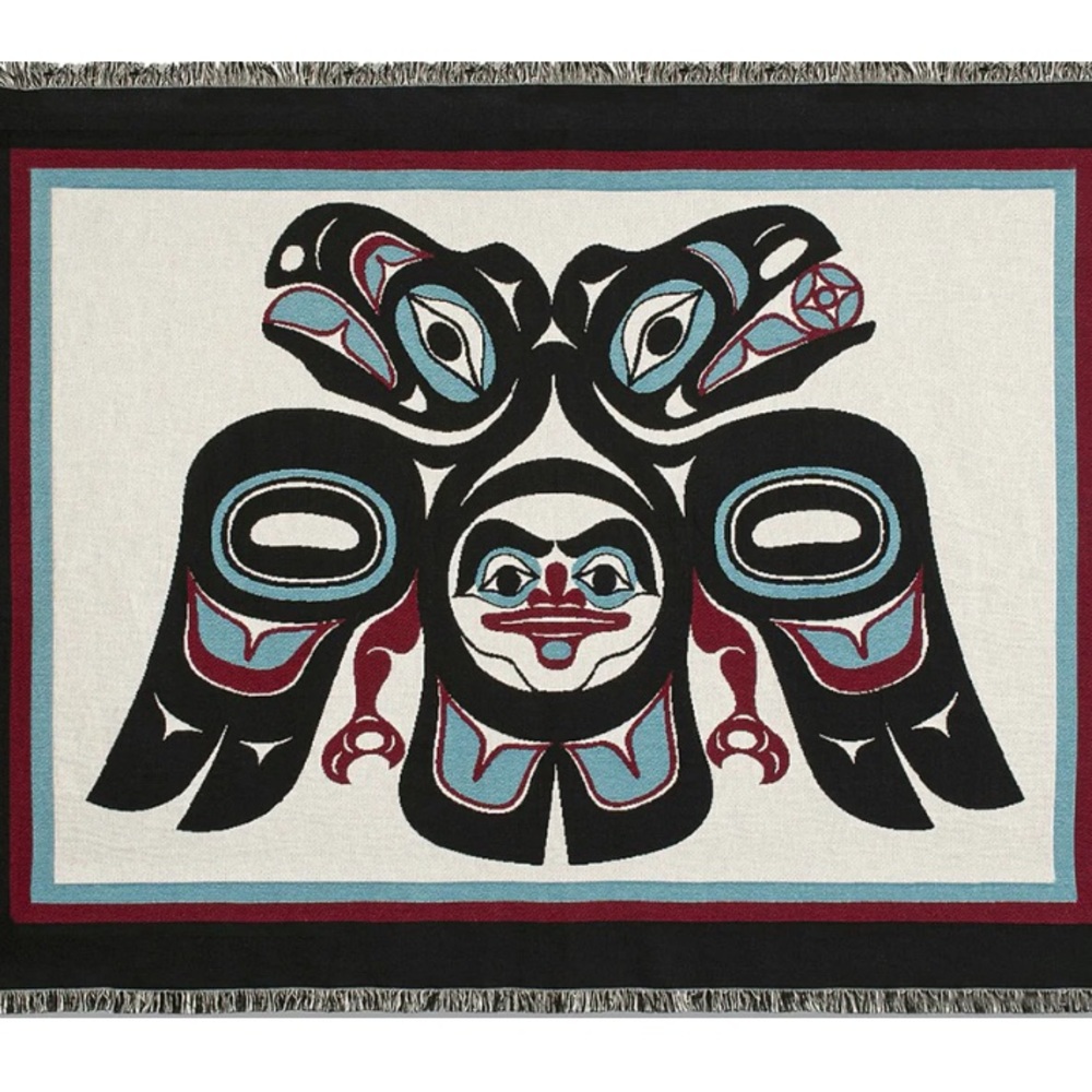 Indigenous Cotton Tapestry Throw "Lovebirds" NEW